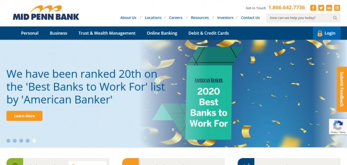 Mid Penn Bank website homepage Logo