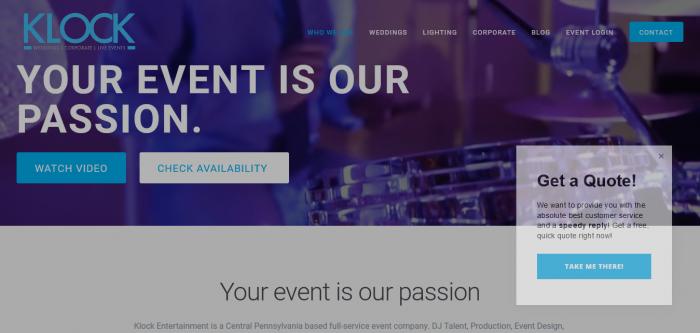 Klock Entertainment website homepage Logo