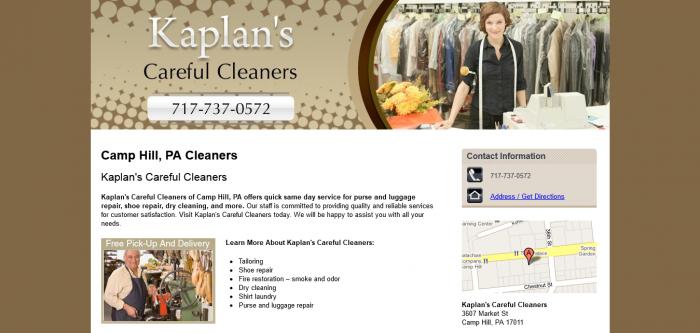 Kaplan's Careful Cleaners website homepage Logo