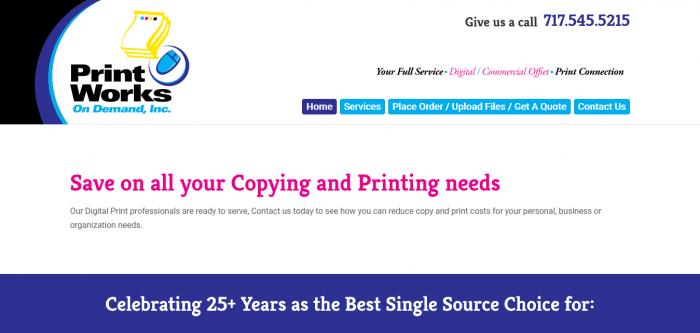 Print Works On Demand website home page Logo