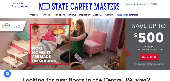 Midstate Carpet Masters website home page Logo