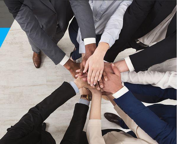 group of hands in huddle Logo
