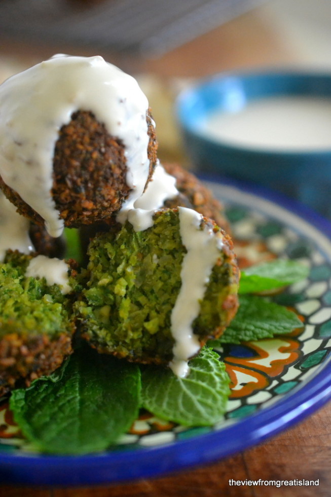 plate of falafel and spinach