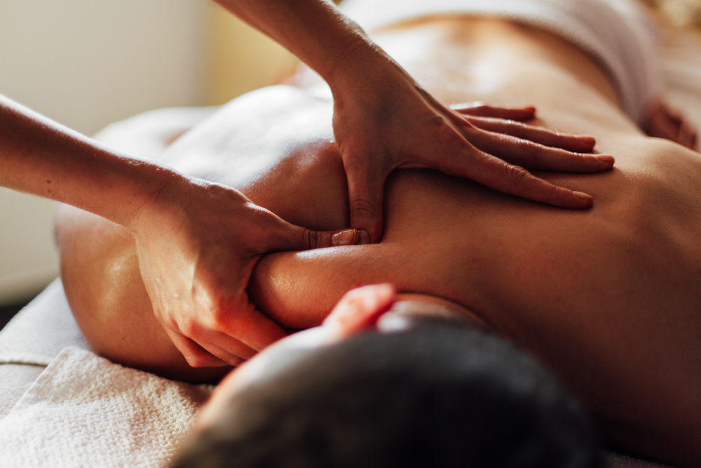 woman receiving trigger point therapy massage